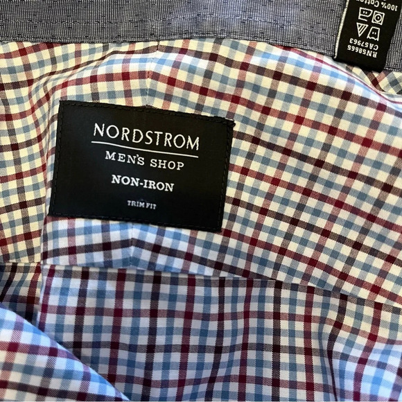 Nordstrom Men's Shop non iron plaid long sleeve button down shirt size 17 - Picture 11 of 12